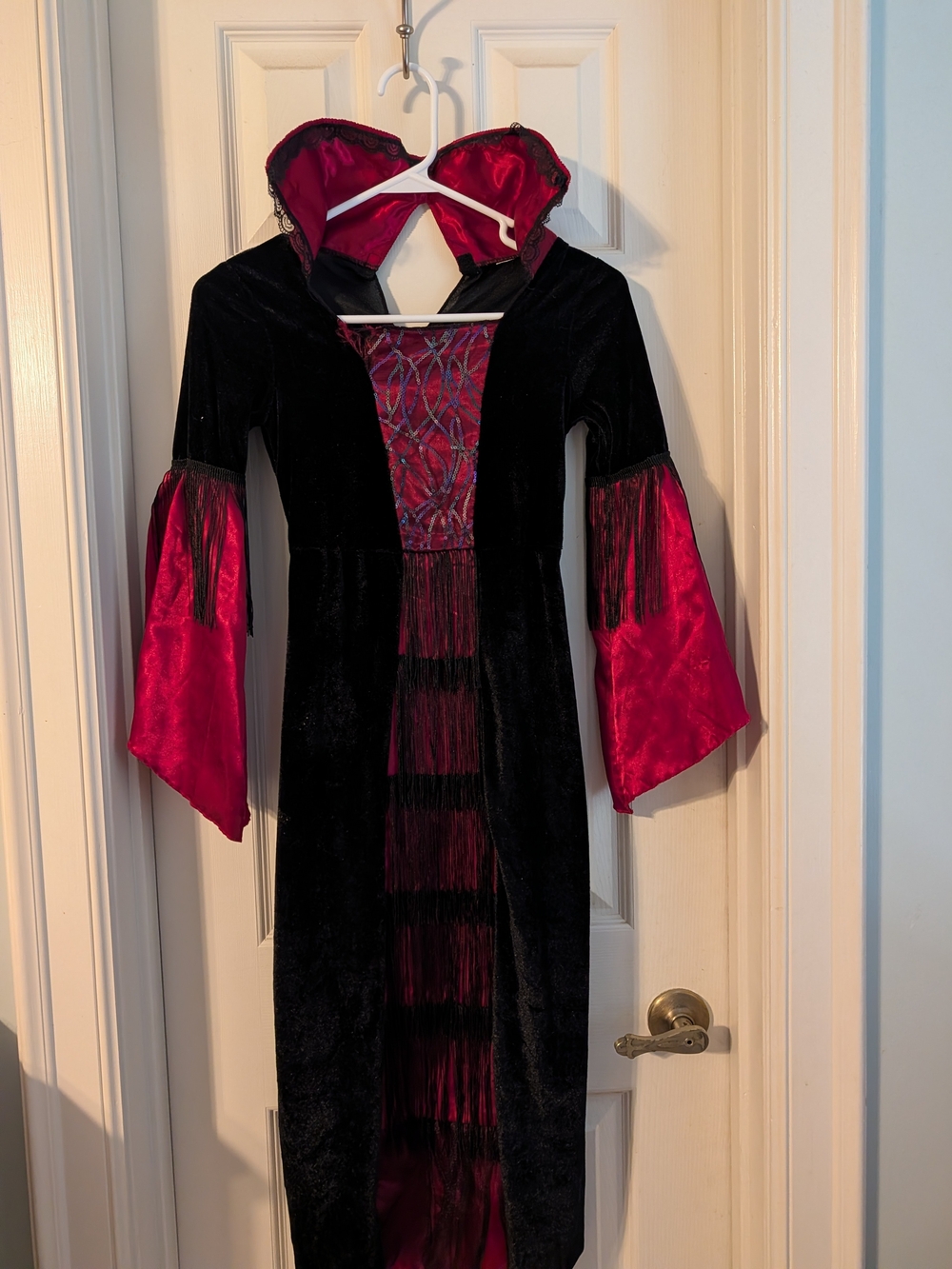 Girls Black & Burgundy Velvet Vampire Costume Dress